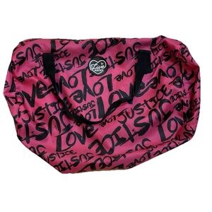 Justice Girls Duffel Bag Live Justice Print 20x15 Overnight Travel Tote